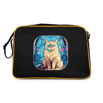 Bunte Ragdoll-Katzenrasse Aquarellmalerei - Retro Tasche - Schwarz/Gold - Hinten