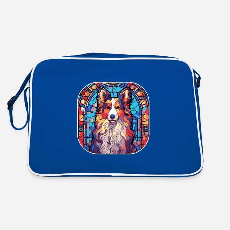 Buntes Shetland-Schäferhund-Hunderassen-Aquarell Retro Tasche