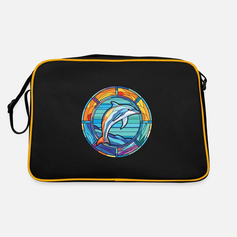 Dauphin Aquarelle colorée Illustration d’animaux Sac Retro