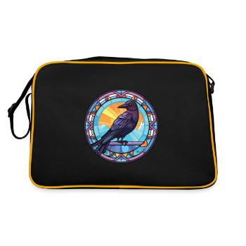 Crow Colorful Watercolor Animal Pet Illustration - Retro Bag - black/gold - Back