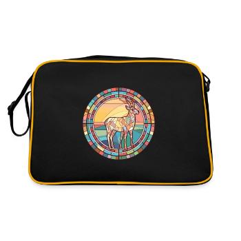 Saiga Colorful Watercolor Animal Pet Illustration - Retro Bag - black/gold - Back