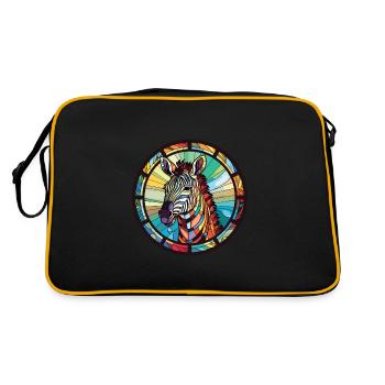 Zebra Colorful Watercolor Animal Pet Illustration - Retro Bag - black/gold - Back