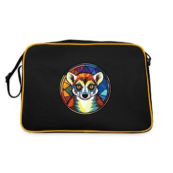 Lemur Lori Colorful Watercolor Animal Illustration - Retro Bag - black/gold - Back