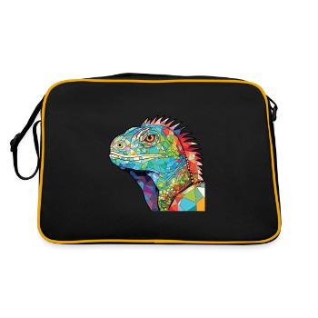 Iguane Aquarelle colorée Animal Animal Illustration - Sac Retro - noir/or - Dos