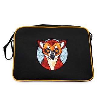 Red Vari Lemur Colorful Watercolor Animal Cartoon - Retro Bag - black/gold - Back