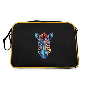 Zebra Colorful Watercolor Animal Pet Illustration - Retro Bag - black/gold - Back