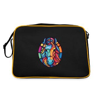 Pony Colorful Watercolor Animal Pet Illustration - Retro Bag - black/gold - Back