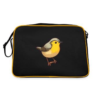 Paruline Cartoon Kawaii Aquarelle Illustration - Sac Retro - noir/or - Dos