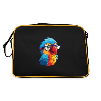 Perroquet portant des lunettes Dessin animé Kawaii Illustration - Sac Retro - noir/or - Dos