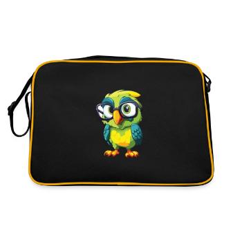 Perroquet portant des lunettes Dessin animé Kawaii Illustration - Sac Retro - noir/or - Dos