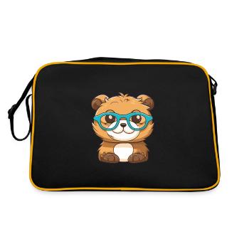 Loutre portant des lunettes Cartoon Kawaii Illustration - Sac Retro - noir/or - Dos