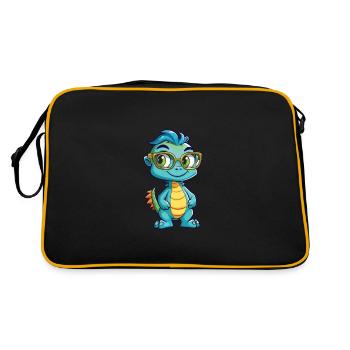 Dragon portant des lunettes Dessin animé Kawaii Illustration - Sac Retro - noir/or - Dos