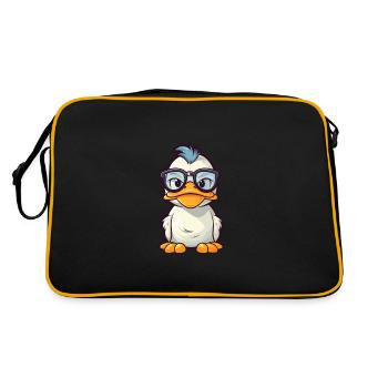 canard portant des lunettes dessin animé Kawaii Illustration - Sac Retro - noir/or - Dos