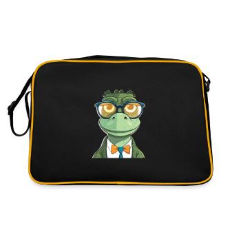 crocodile avec des lunettes dessin animé kawaii illustration - Sac Retro - noir/or - Dos