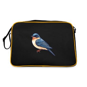 Swallow Cartoon Kawaii Aquarelle Illustration - Sac Retro - noir/or - Dos