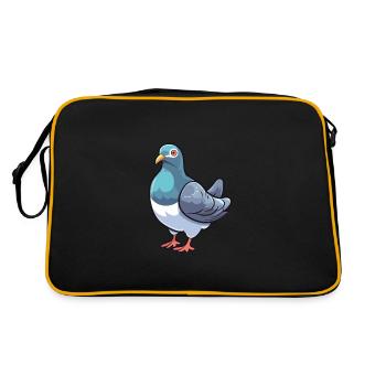 Pigeon Cartoon Kawaii Aquarelle Illustration - Sac Retro - noir/or - Dos