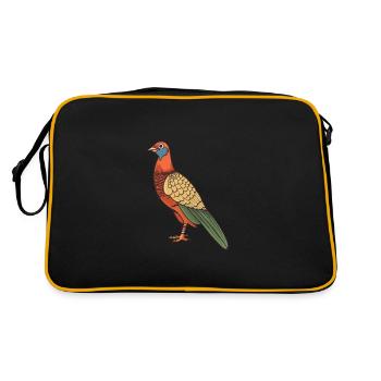 Faisan Cartoon Kawaii Aquarelle Illustration - Sac Retro - noir/or - Dos