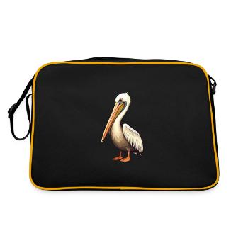 Pelican Cartoon Kawaii Aquarelle Illustration - Sac Retro - noir/or - Dos