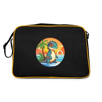 Iguane Drôle de dessin animé Kawaii Beach Illustration - Sac Retro - noir/or - Dos