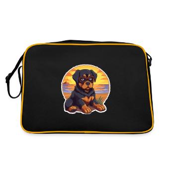 Rottweiler Chien Drôle De Dessin Animé Kawaii Livre Plage - Sac Retro - noir/or - Dos