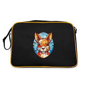 Squirrel Colorful Watercolor Animal Illustration - Retro Bag - black/gold - Back