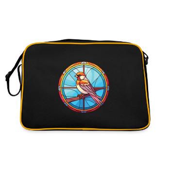 Sparrow Colorful Watercolor Animal Illustration - Retro Bag - black/gold - Back