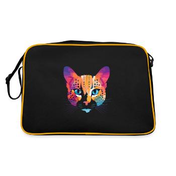 Australian Spotted Mist Cat Colorful Watercolor - Retro Bag - black/gold - Back