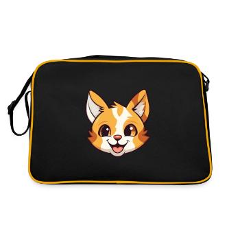 Pixie Bob Cat Cartoon Watercolor Illustration - Retro Bag - black/gold - Back