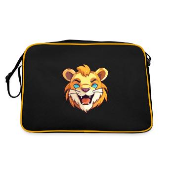 Liger Hybrid Lion Tiger Cat Cartoon Watercolor Art - Retro Bag - black/gold - Back