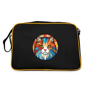 Chat allemand à poil long dessin animé aquarelle coloré - Sac Retro - noir/or - Dos