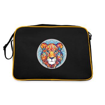 Liger Hybrid Lion Tiger Cat Colorful Watercolor - Retro Bag - black/gold - Back