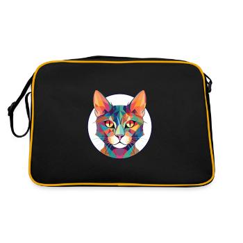 Pixie Bob Cat Colorful Watercolor Pet Illustration - Retro Bag - black/gold - Back