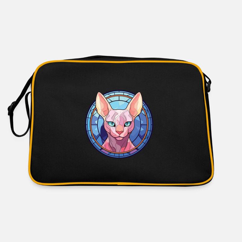 Sphynx Katze Rasse bunte Aquarell Illustration Retro Tasche