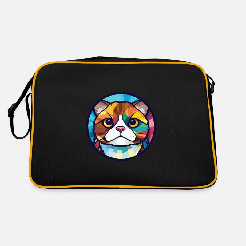 Scottish Fold Cat Bunte Aquarell-Illustration Retro Tasche