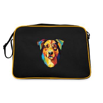 Basque Shepherd Dog Breed Watercolor Illustration - Retro Bag - black/gold - Back