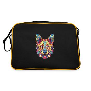 Bohemian Shepherd Dog Breed Colorful Watercolor - Retro Bag - black/gold - Back
