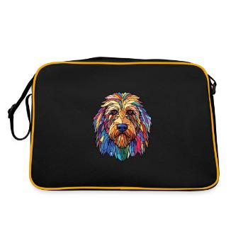 Bergamasco Shepherd Dog Breed Colorful Watercolor - Retro Bag - black/gold - Back