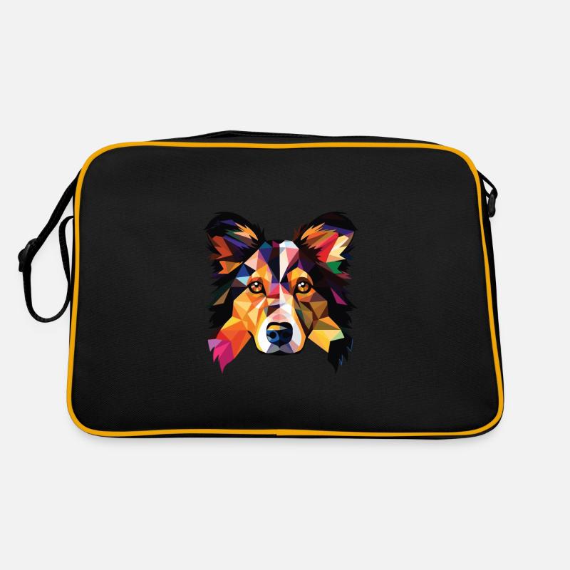 Collie-Hunderasse Bunte Aquarell-Illustration Retro Tasche