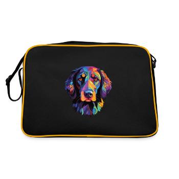 Flat Coated Retriever Dog Breed Watercolor Glass - Retro Bag - black/gold - Back