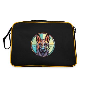 Chien de berger belge chien race aquarelle Illustration - Sac Retro - noir/or - Dos