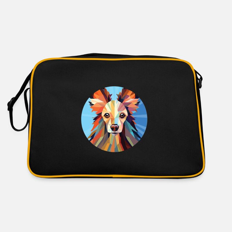 Chinesische Schopfhunderasse Aquarell-Illustration Retro Tasche