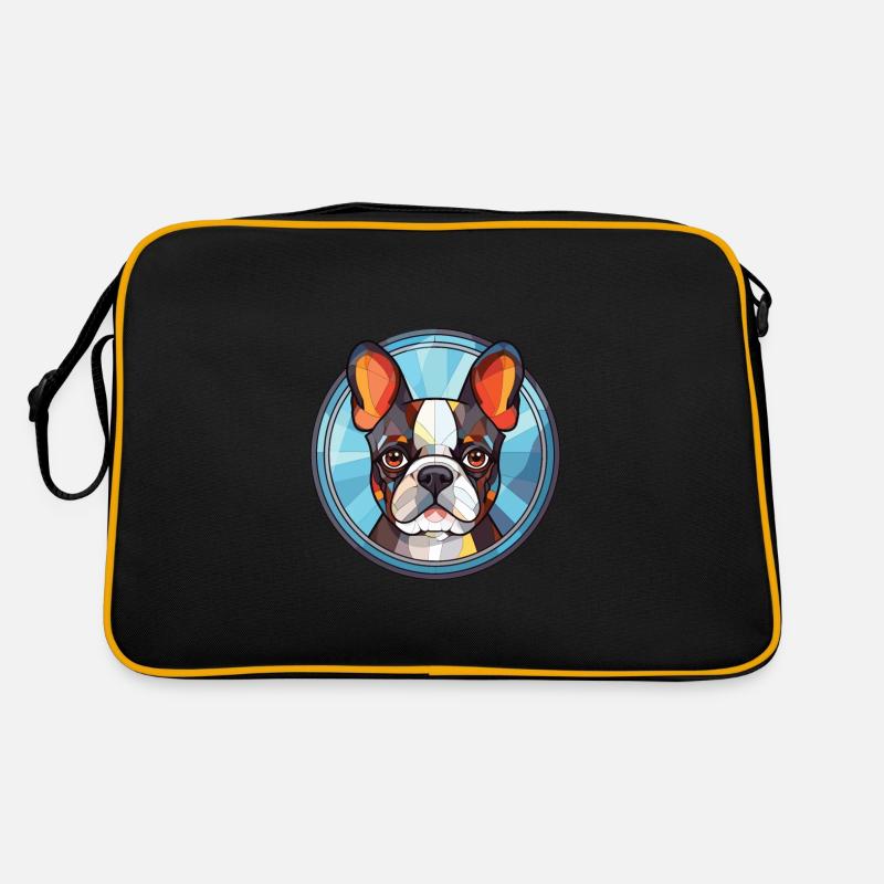 Boston Terrier Hunderasse Aquarell Illustration Retro Tasche