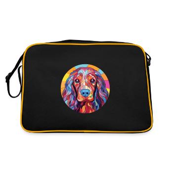 Friesische Wasserhundrasse Aquarell-Illustration - Retro Tasche - Schwarz/Gold - Hinten