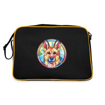 German Shepherd Dog Breed Colorful Watercolor - Retro Bag - black/gold - Back