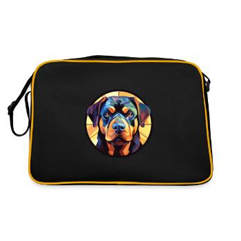 Rottweiler chien race aquarelle verre Illustration - Sac Retro - noir/or - Dos
