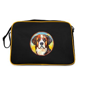 St Bernard chien race aquarelle verre Illustration - Sac Retro - noir/or - Dos