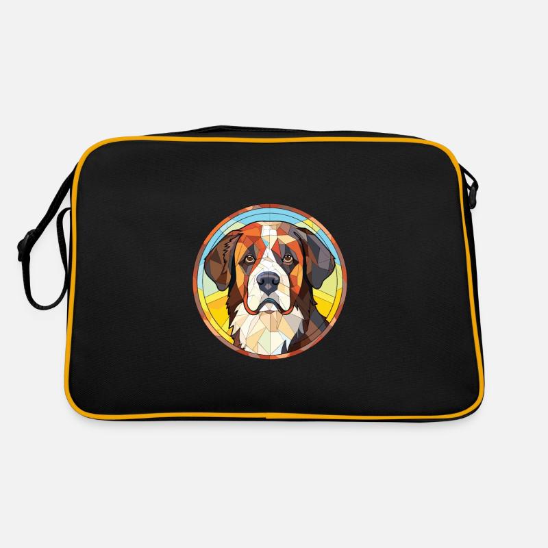 Bernhardiner Hunderasse Aquarell Glas Illustration Retro Tasche