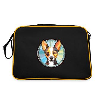 Ratterrier-Hunderasse Aquarell-Illustration - Retro Tasche - Schwarz/Gold - Hinten