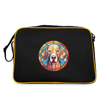 Braque de Weimar race chien aquarelle verre Illustration - Sac Retro - noir/or - Dos