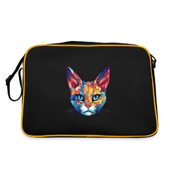 Pixie Bob Cat Colorful Watercolor Pet Illustration - Retro Bag - black/gold - Back